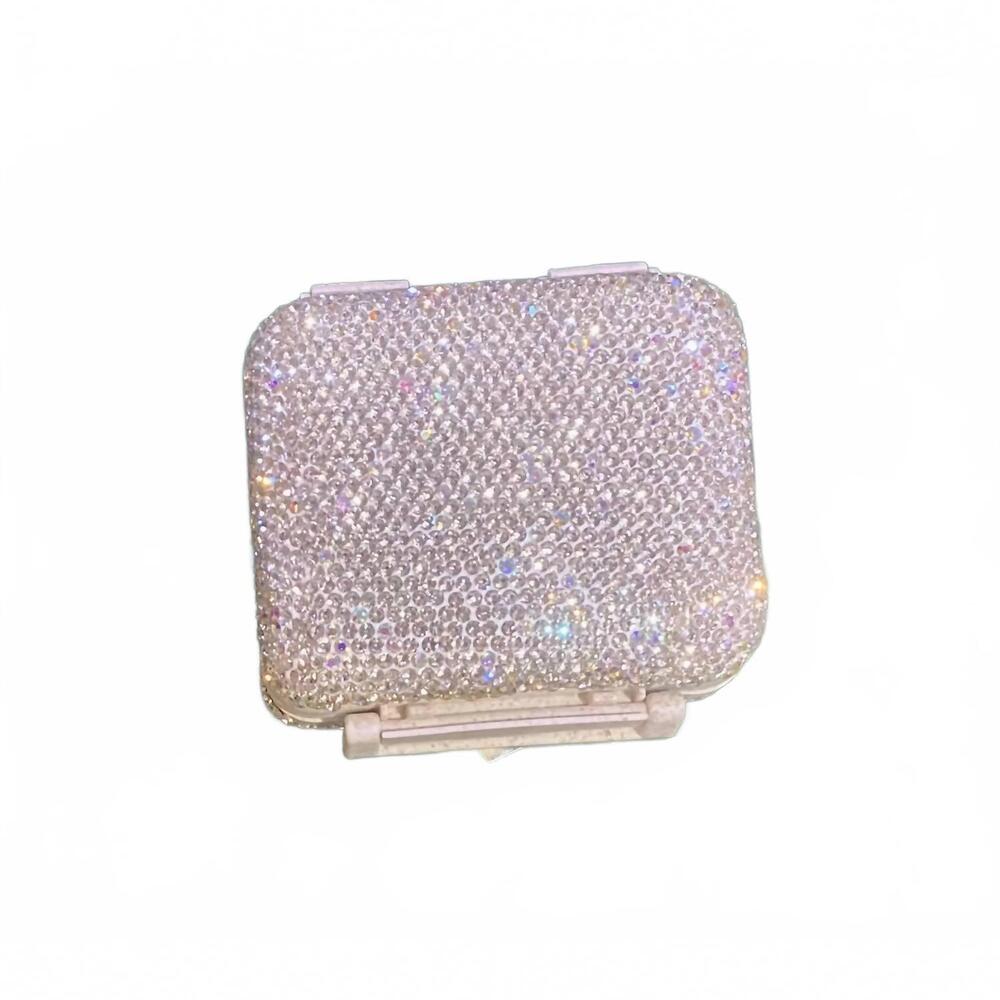 NEW OLE rhinestone travel pill box in sparkly pink